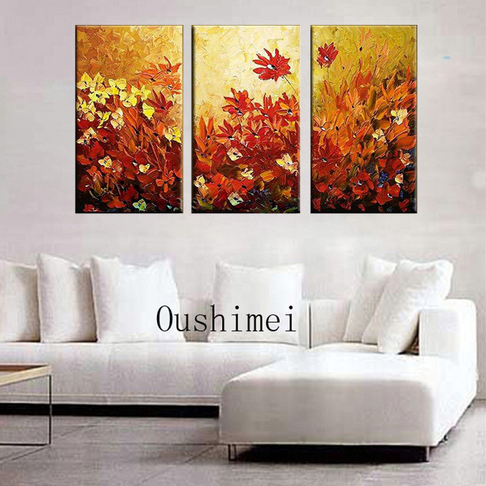 hand painted wall art home decor knife flowers picture on canvas landscape wall oil painting for living room decor craft