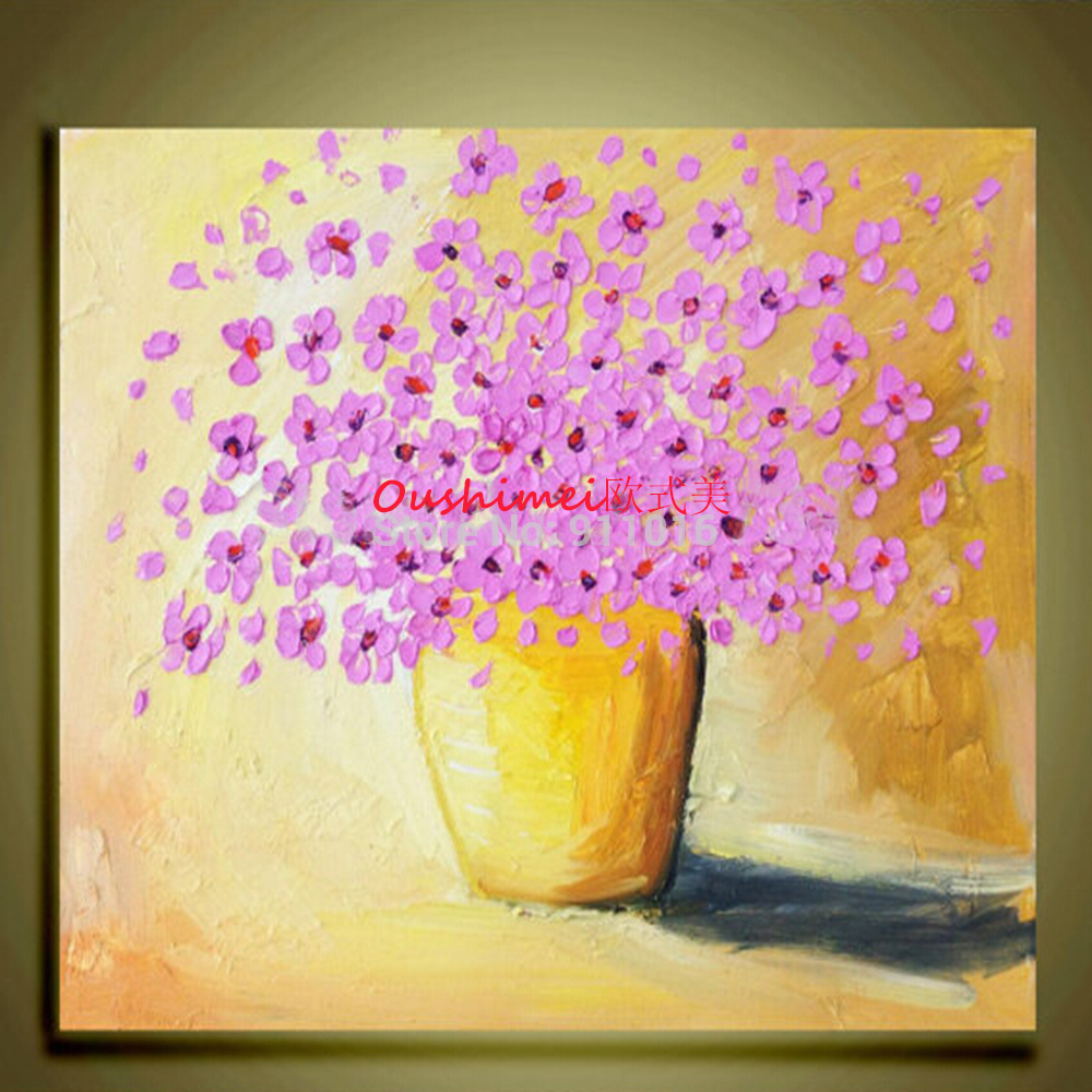 handmade abstract picture home decor oil painting on canvas modern knife pink flower wall paintings for room decor hand painting