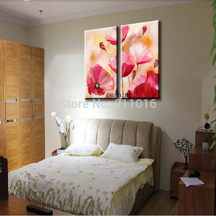 handmade oil painting abstract on wall art picture for living room decor modern pink flowers home decor group of paintings