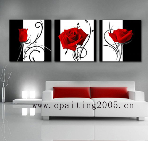 handmade painting decorative 3pcs paintings home art modern decorative painting flower rose black and white love wall art