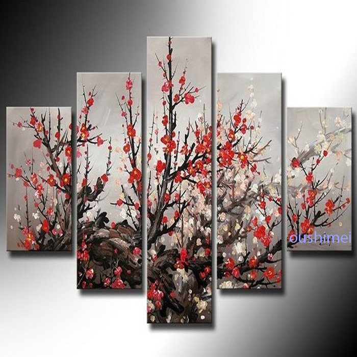 handpainted 5 piece paintings from artist directly best quality modern flower oil painting on canvas wall art