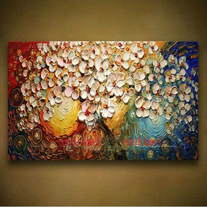 handpainted canvas wall art abstract painting modern acrylic flowers palette knife oil painting home decoration