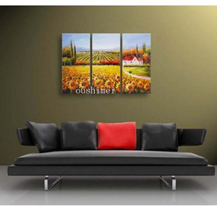 handpainted pictures autumn golden sunflowers landscape oil paintings on canvas wall art group view for living room painting