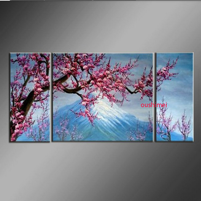 shipment hand painted red plum flower oil painting wall art beautiful flowers decoration abstract landscape painting canvas