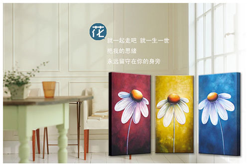 shipment handmade living room abstract modern decoration art oil painting 3 piece of flowers canvas wall art