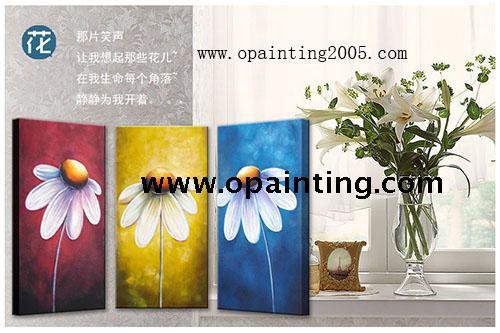 shipment handmade living room abstract modern decoration art oil painting 3 piece of flowers canvas wall art