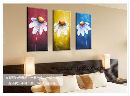 shipment handmade living room abstract modern decoration art oil painting 3 piece of flowers canvas wall art