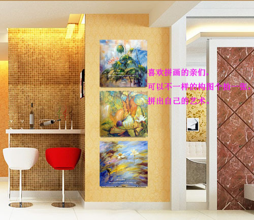 shipment handmade painting sofa wall background pictures on the wall lotus home decoration water lily art flowers