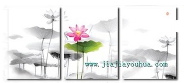 shipment new hand painting living room decoration mural paintings abstract 3 piece black&white water lily art sets flowers