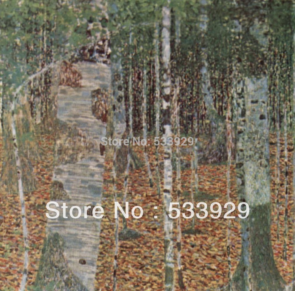 gustav klimt farmhouse with white birch hand painted oil painting on canvas tds-gk006