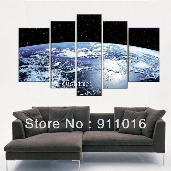 handmadehe earth map from the space modern abstract oil painting on canvas wall 5 piece art sets pictures