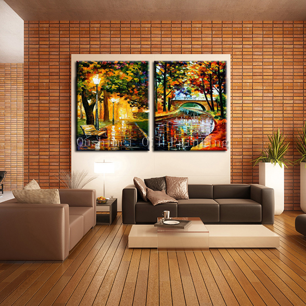 hand painted modern landscape picture on canvas knife street view wall art painting hang paintings home decor oil painting