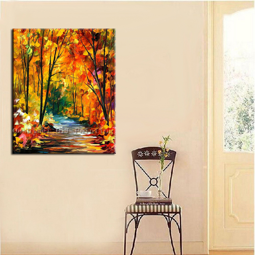 hand painted modern landscape picture on canvas knife street view wall art painting hang paintings home decor oil painting