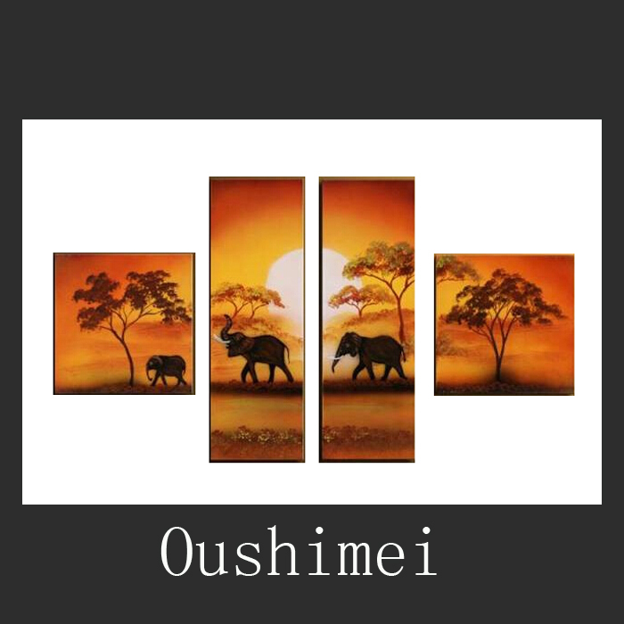 hand painted sunrise paintings modern abstract elephant oil painting on canvas landscape wall painting for living room decor