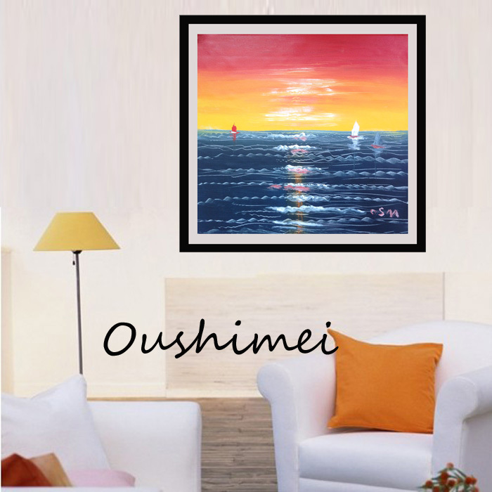 hand painted sunrise seascape home wall decor art oil painting on canvas landscape scenery paintings hang picture painting