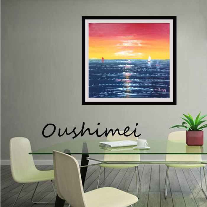 hand painted sunrise seascape home wall decor art oil painting on canvas landscape scenery paintings hang picture painting