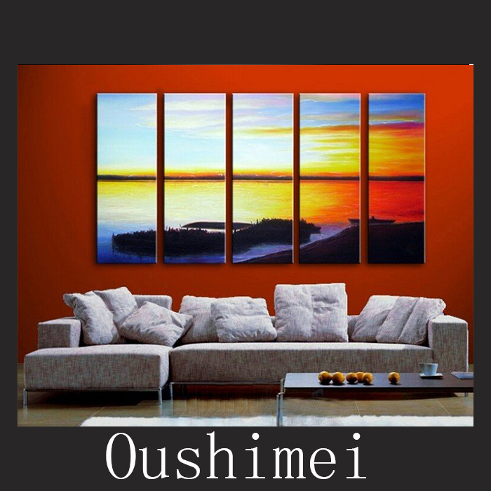 hand painted sunrise seascape oil painting on canvas wall art painting canvas pictures for living room wall decor sea landscape