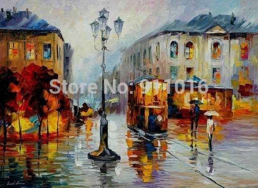 hand painted wall picture on canvas high q. street view paintings for room decor painting home decor landscape oil painting