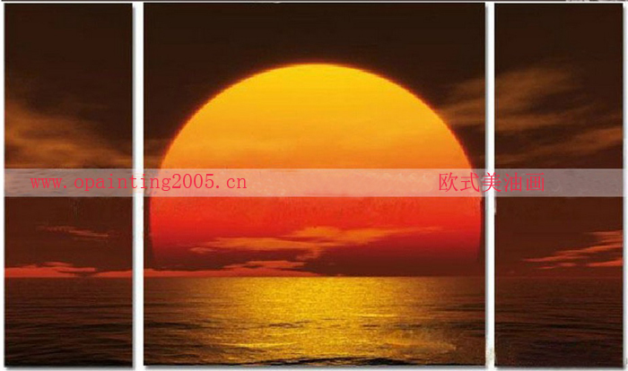 handmade art 3 piece canvas wall modern sunrise landscape on canvas seascape oil painting for bedroom or living room pictures