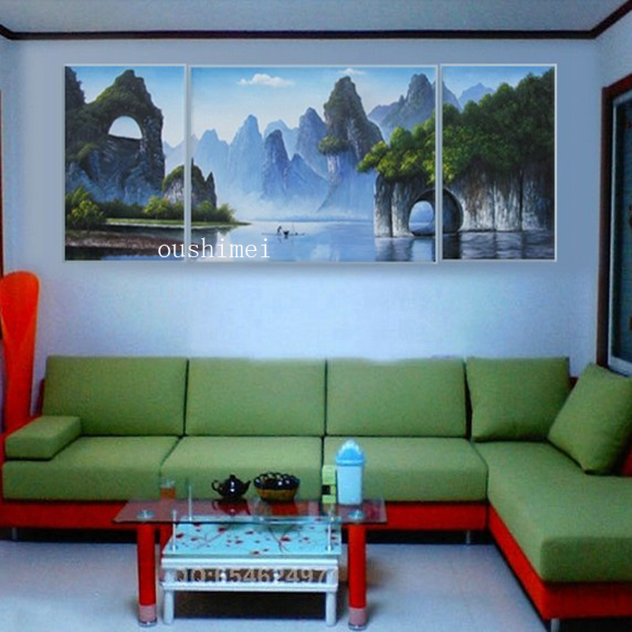 handmade pictures guilin landscape in china wall decor on wall high.q oil painting on canvas chinese mounatin water view craft