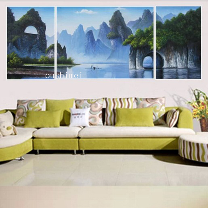 handmade pictures guilin landscape in china wall decor on wall high.q oil painting on canvas chinese mounatin water view craft