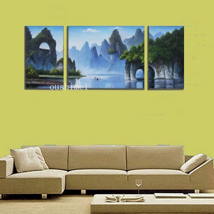 handmade pictures guilin landscape in china wall decor on wall high.q oil painting on canvas chinese mounatin water view craft