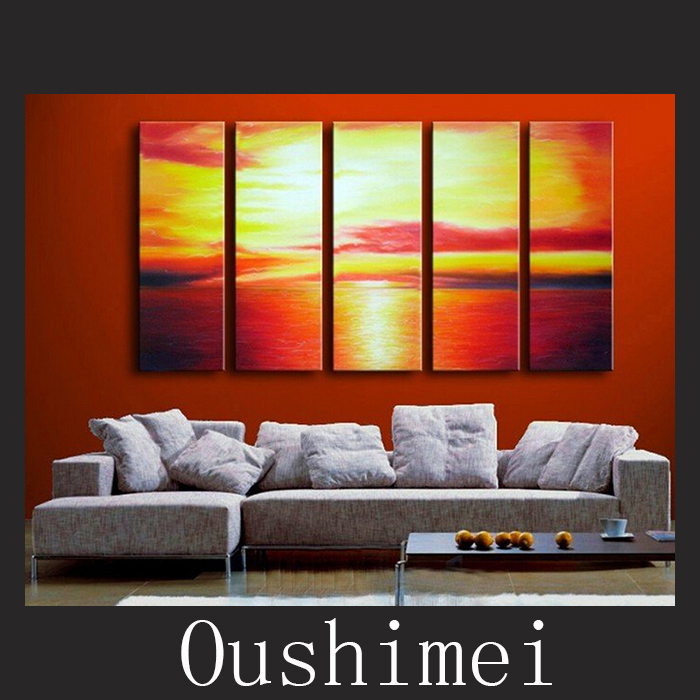 handmade sunrise seascape oil painting on canvas wall painting hang picture canvas pictures for room wall decor sea landscape