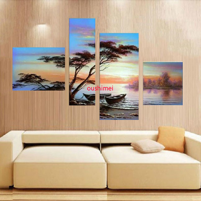 handmade wall art no framed modern landscape acrylic high wall oil painting on canvas scenery painting group of picture wall art