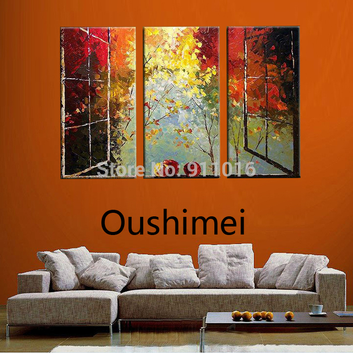 new hand painted knife paintings window landscape for living room wall home decor oil painting on canvas group of pictures craft