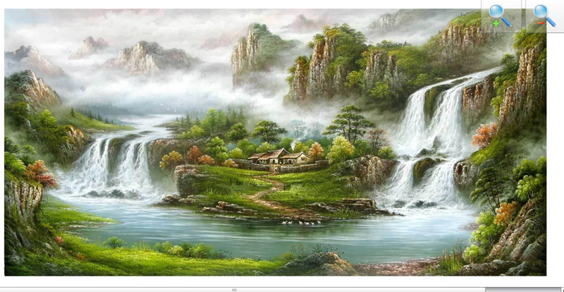 new hand painting living room decoration mountains-and-waters landscape tree of life canvas wall art chinese scene craft