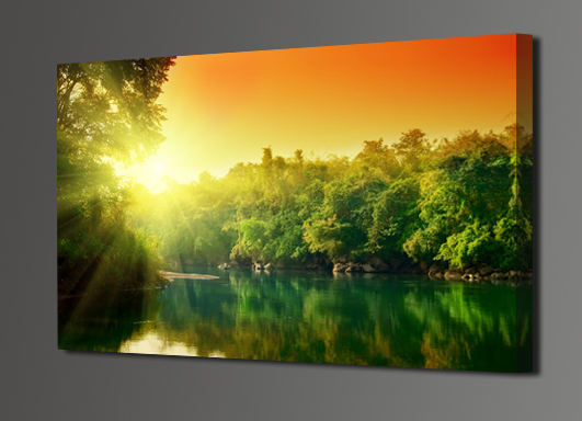 early morning sunshine and beautiful green lake ,1 panel/set hd canvas print painting artwork,, decorative painting s00551d-n