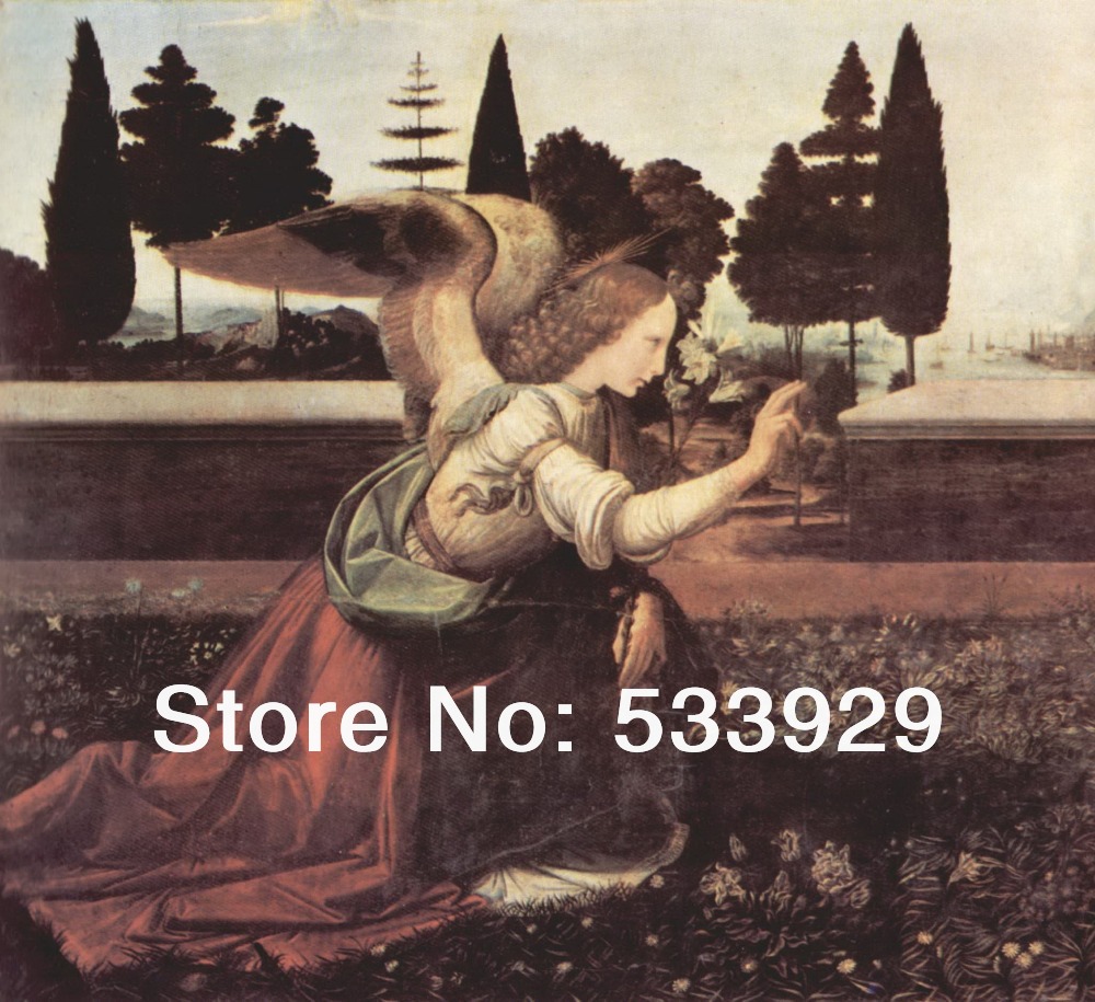 fast leonardo da vinci the annunciation hand-painted decoration oil painting on canvas 60x120cm