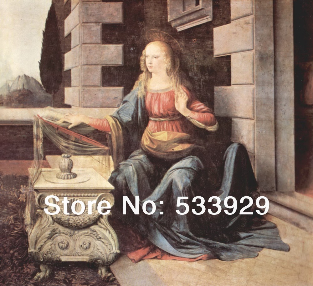 fast leonardo da vinci the annunciation hand-painted decoration oil painting on canvas 60x120cm