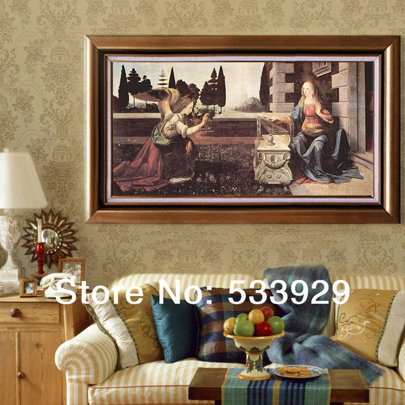 fast leonardo da vinci the annunciation hand-painted decoration oil painting on canvas 60x120cm