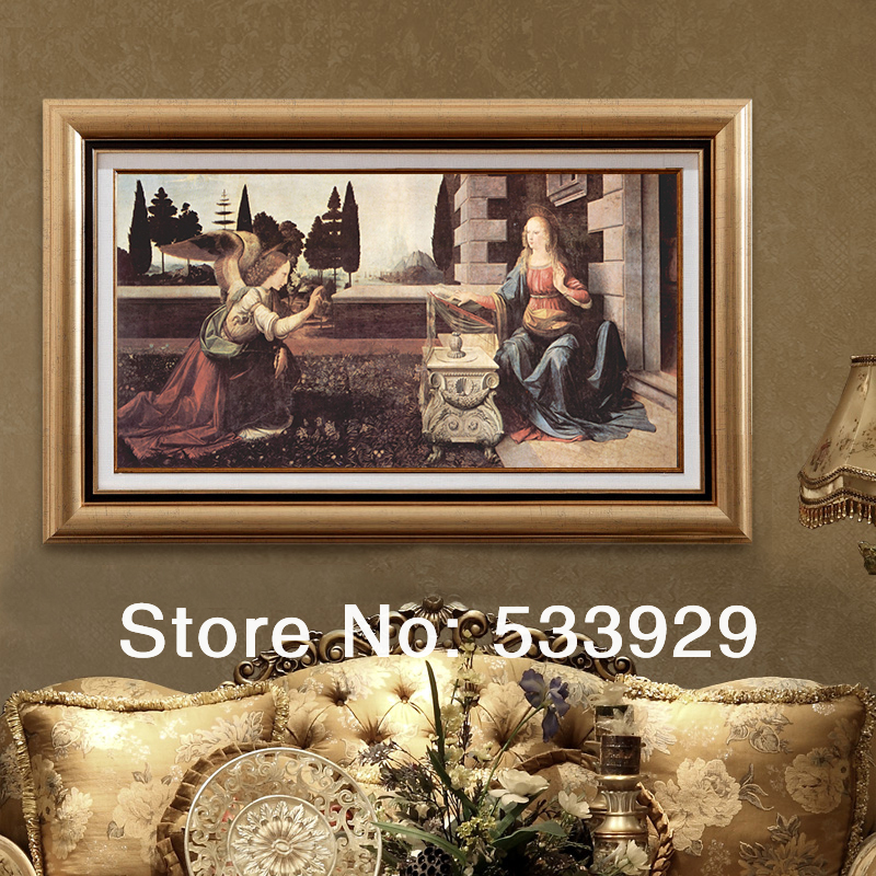 fast leonardo da vinci the annunciation hand-painted decoration oil painting on canvas 60x120cm