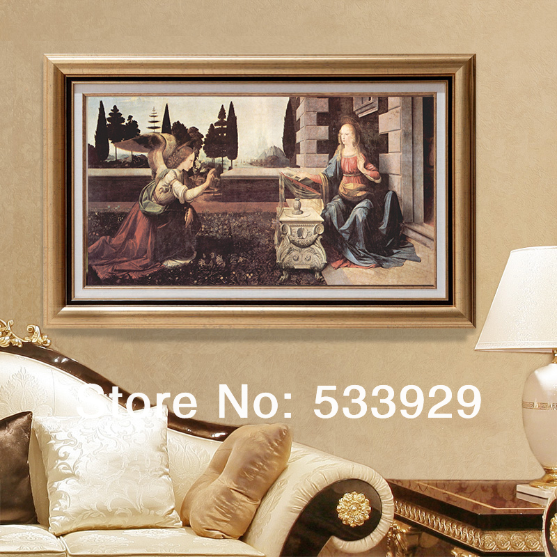 fast leonardo da vinci the annunciation hand-painted decoration oil painting on canvas 60x120cm