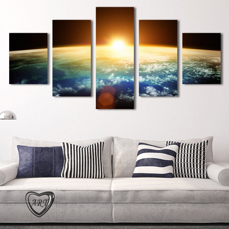 5 piece(no frame) sell sunrise modern home wall decor canvas picture art hd print painting set of 5 each canvas arts