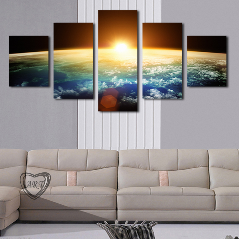 5 piece(no frame) sell sunrise modern home wall decor canvas picture art hd print painting set of 5 each canvas arts