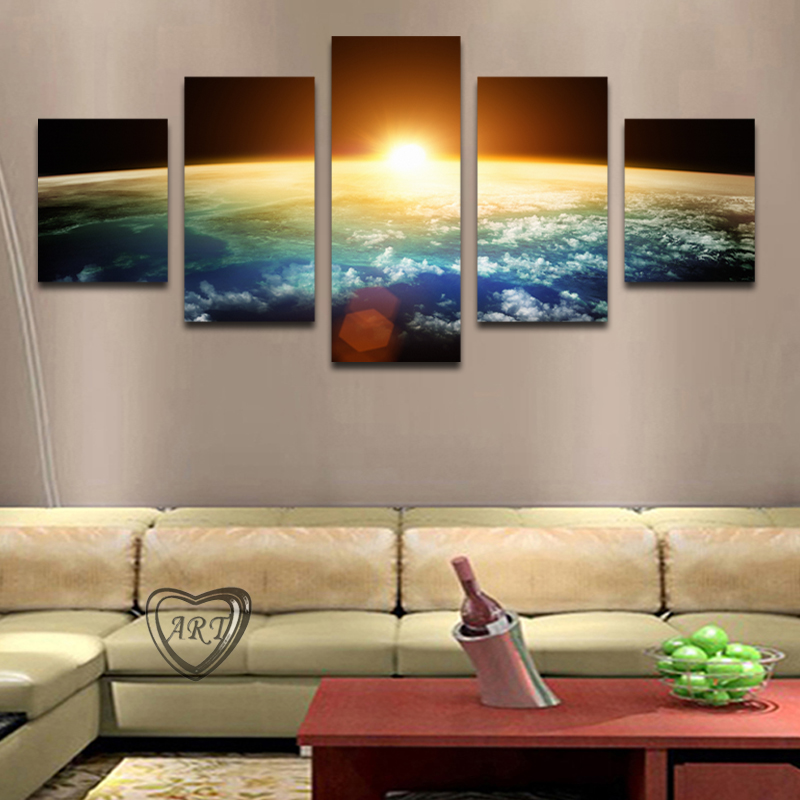 5 piece(no frame) sell sunrise modern home wall decor canvas picture art hd print painting set of 5 each canvas arts