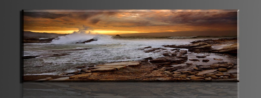 waves and rocks at dusk,1 panel/set hd canvas print painting artwork, .decorative painting s02442d-n