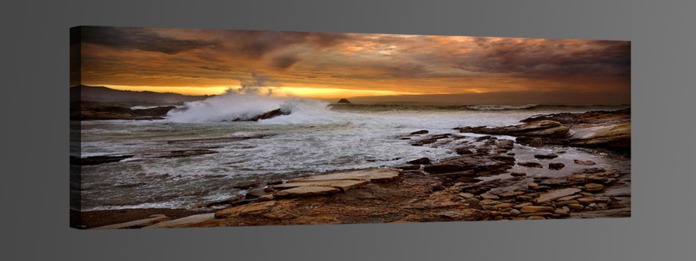 waves and rocks at dusk,1 panel/set hd canvas print painting artwork, .decorative painting s02442d-n