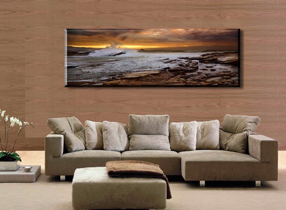 waves and rocks at dusk,1 panel/set hd canvas print painting artwork, .decorative painting s02442d-n