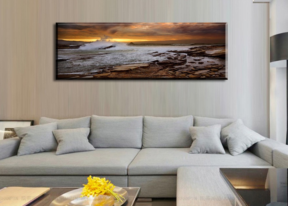 waves and rocks at dusk,1 panel/set hd canvas print painting artwork, .decorative painting s02442d-n