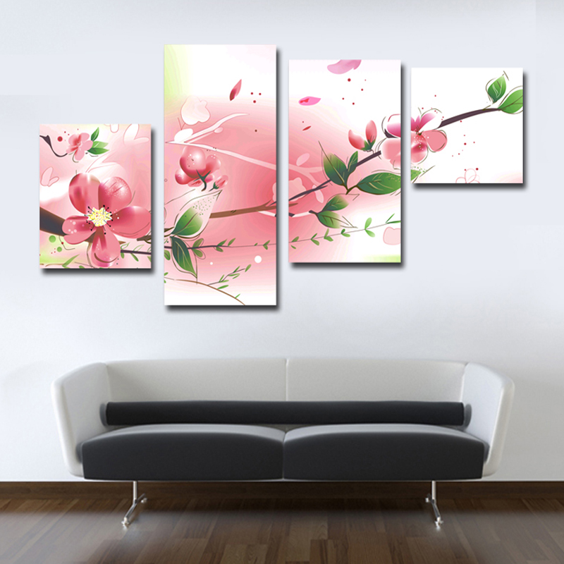 2015 new high qulity unframed 4 piece flowers modern home wall decor canvas picture art hd print painting on canvas artworks