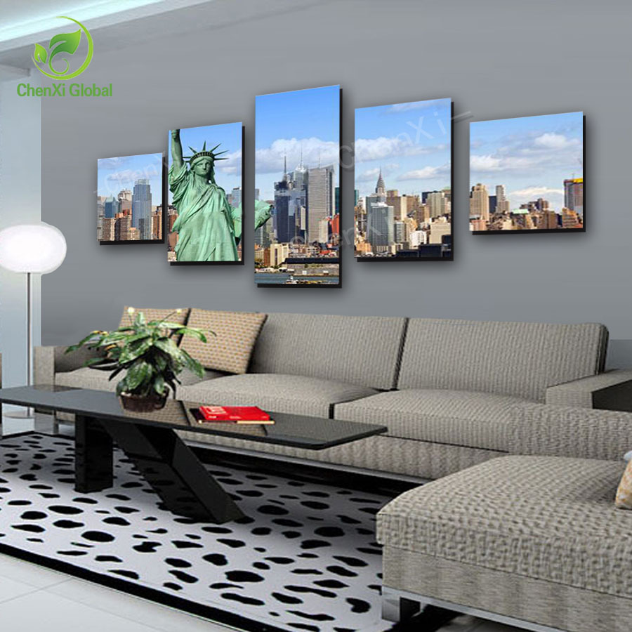 2015 s without frame 5 panels picture new york city hd canvas print painting artwork wall art canvas painting whole