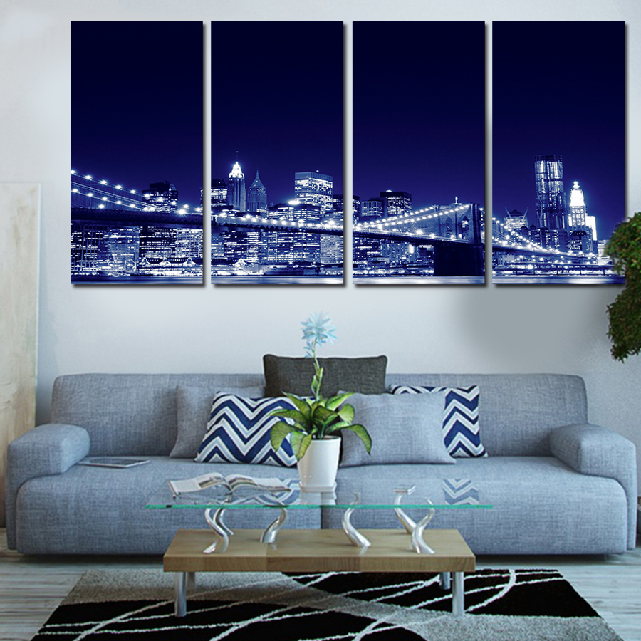 2016 new framed printed city painting on canvas room decoration print poster picture canvas framed decorative