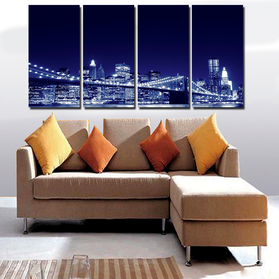 2016 new framed printed city painting on canvas room decoration print poster picture canvas framed decorative