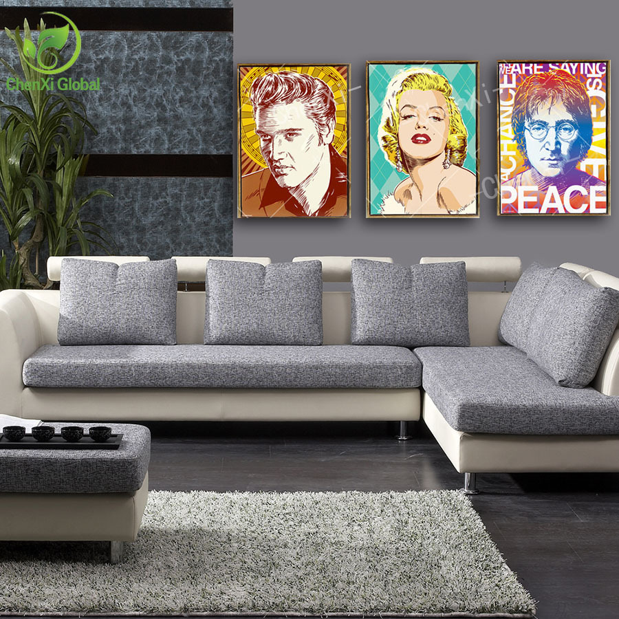 3 panel abstract printed marilyn monroe pop art painting poster cuadros canvas wall picture for living room unframed pr1059