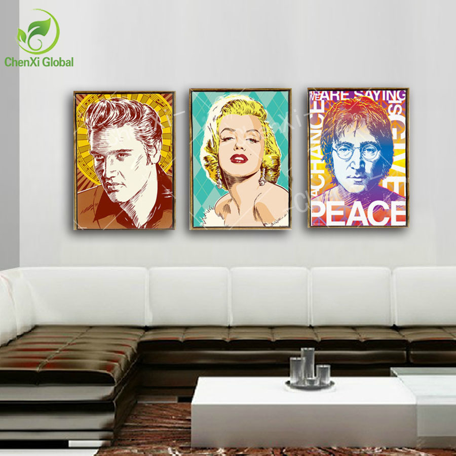 3 panel abstract printed marilyn monroe pop art painting poster cuadros canvas wall picture for living room unframed pr1059