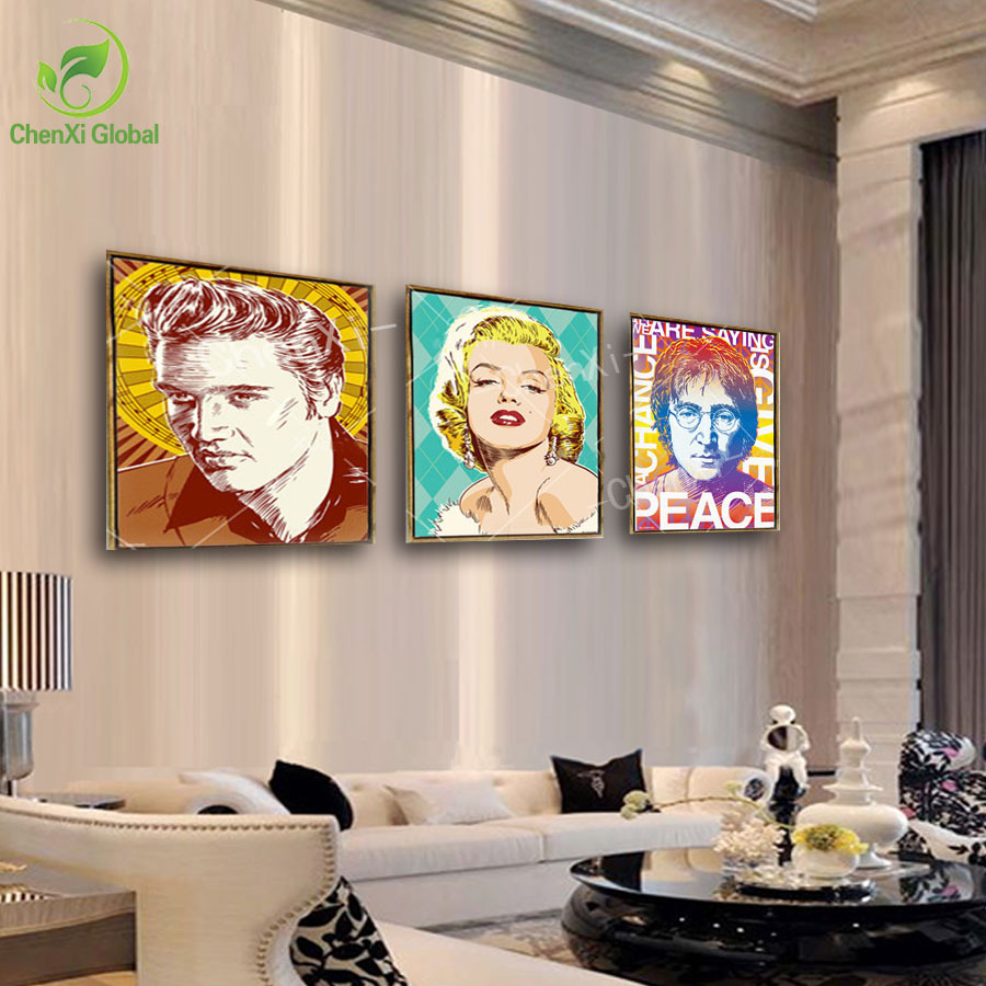 3 panel abstract printed marilyn monroe pop art painting poster cuadros canvas wall picture for living room unframed pr1059